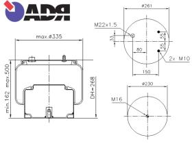 Adr 53725010 - FUELLE SUSPENSION DAF XF105 PISTON MET.