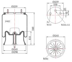 GALI 24055KPP05 - FUELLE DE SUSPENSION COMPLETO SAF 2619V (ALT 151)